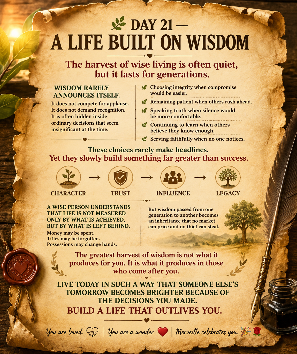 🌿 Day 21 — A Life Built On Wisdom